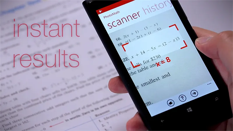 Photomath ứng dụng chụp hình giải toán