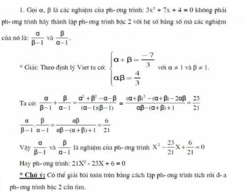 Thiết Lập Phương Trình Bậc 2