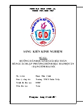 Hướng Dẫn Học Sinh Giải Bài Toán Lập Phương Trình Bậc Hai Một Ẩn - Dạng Tìm Hai Số