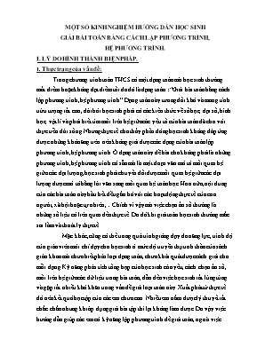 Hướng Dẫn Giải Bài Toán Bằng Cách Lập Phương Trình Lớp 8