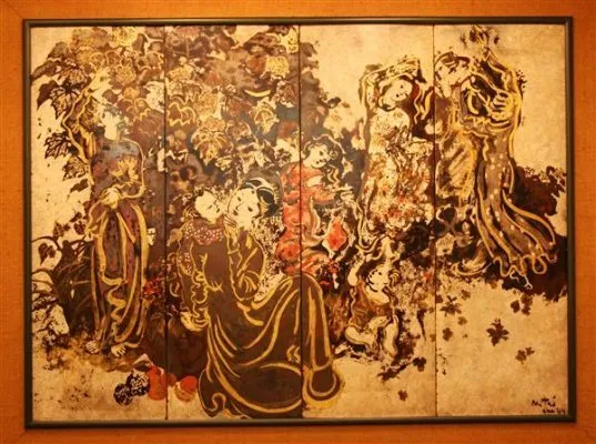 Tranh Thiếu nữ bên cây phù dung của Nguyễn Gia Trí