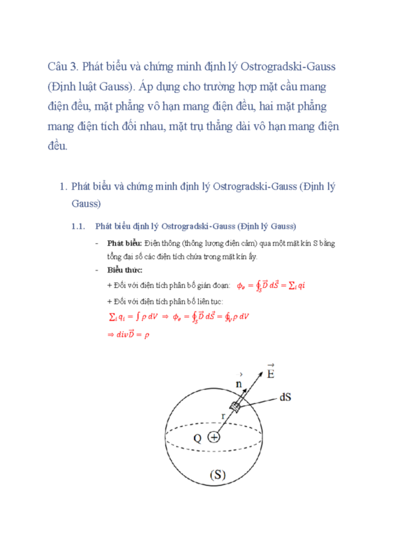 Ứng Dụng Định Lý Ostrogradski-Gauss Trong Khoa Học Và Kỹ Thuật