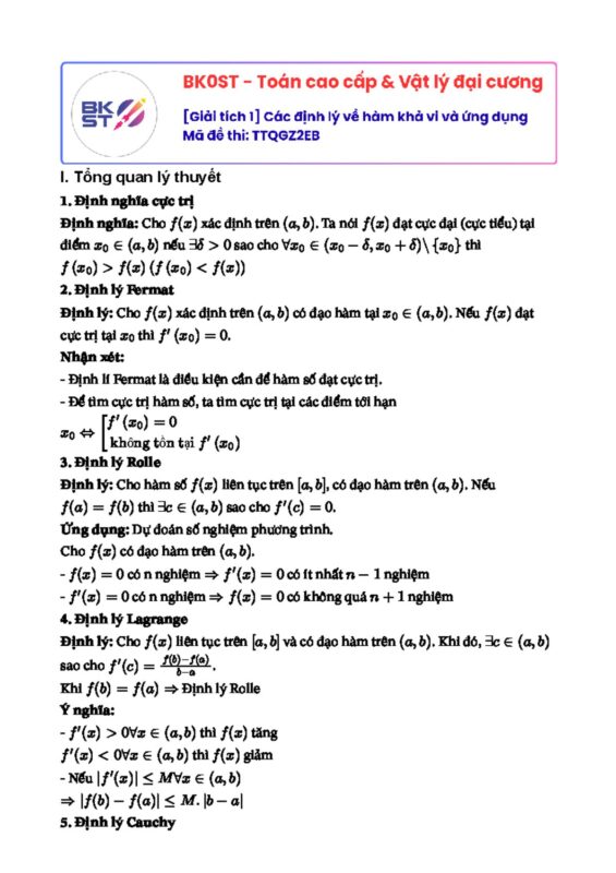 Các Ứng Dụng Về Toán Cao Cấp Giải Tích