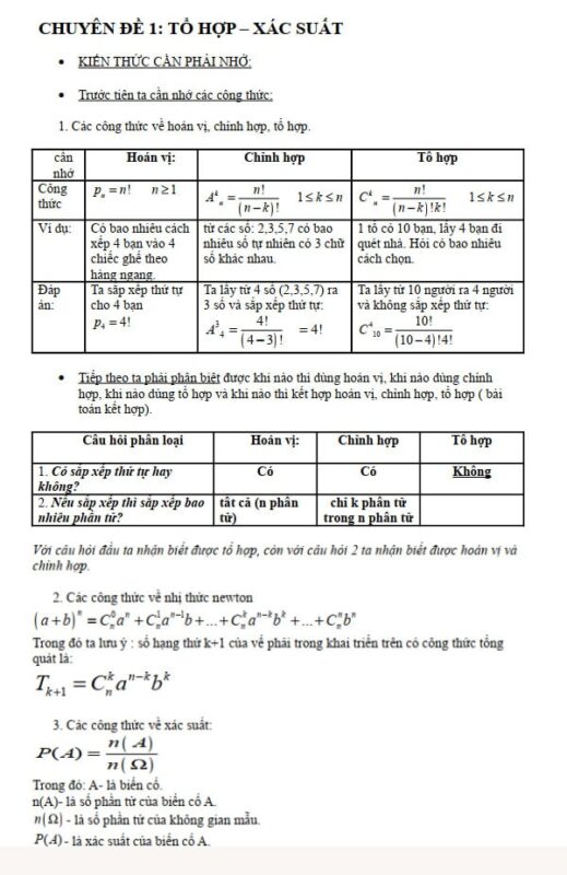 Những Phương Pháp Giải Bài Toán Tổ Hợp Xác Suất Chuẩn Xác Cho Học Sinh