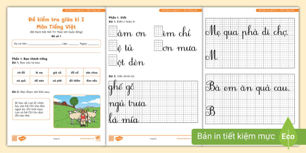 Đề Kiểm Tra Cuối Học Kỳ I Số 3 Môn Tiếng Việt Lớp 1 – Bộ Sách Cánh Diều
