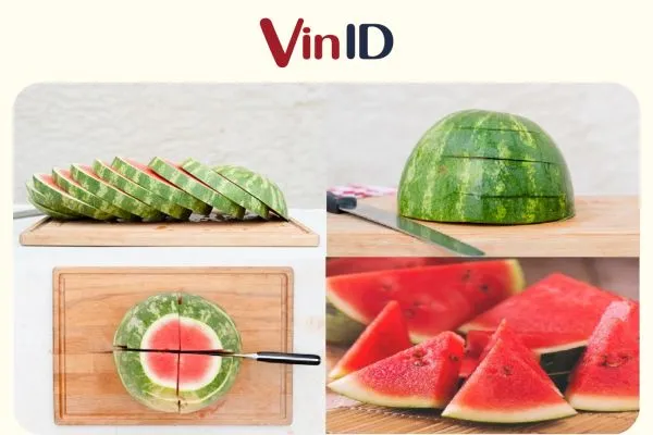 Miếng dưa hấu tam giác được lọc sạch vỏ giúp việc thưởng thức dễ dàng hơn