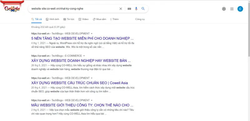 Tìm kiếm thông tin trong một trang web nhất định bằng lệnh site