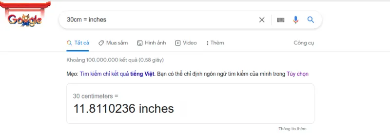 Chuyển đổi các đơn vị đo lường và tiền tệ nhanh chóng trên thanh tìm kiếm