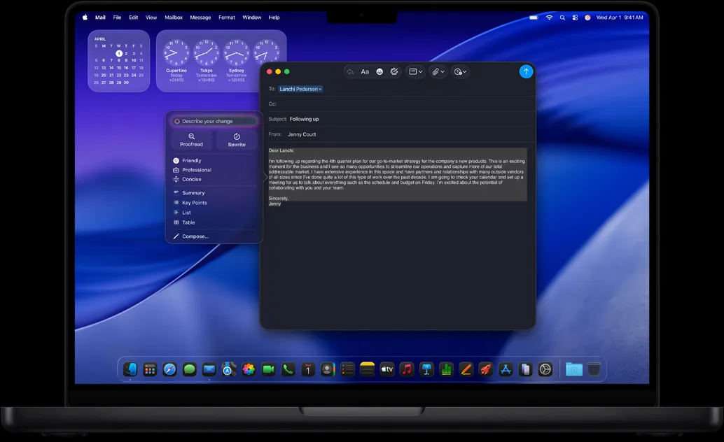 Công cụ Apple Intelligence hỗ trợ soạn thảo email thông minh dựa trên ngữ cảnh