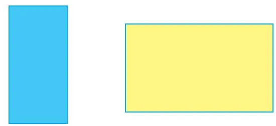 Thực hành đo độ dài các cạnh của hai hình chữ nhật màu xanh và màu vàng