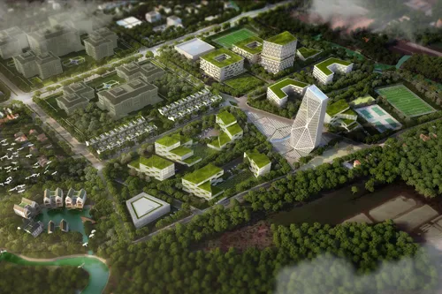 Cảnh quan hiện đại của tổ hợp đào tạo và công viên phần mềm FPT tại Việt Nam