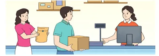 Hai gói bưu phẩm với khối lượng khác nhau