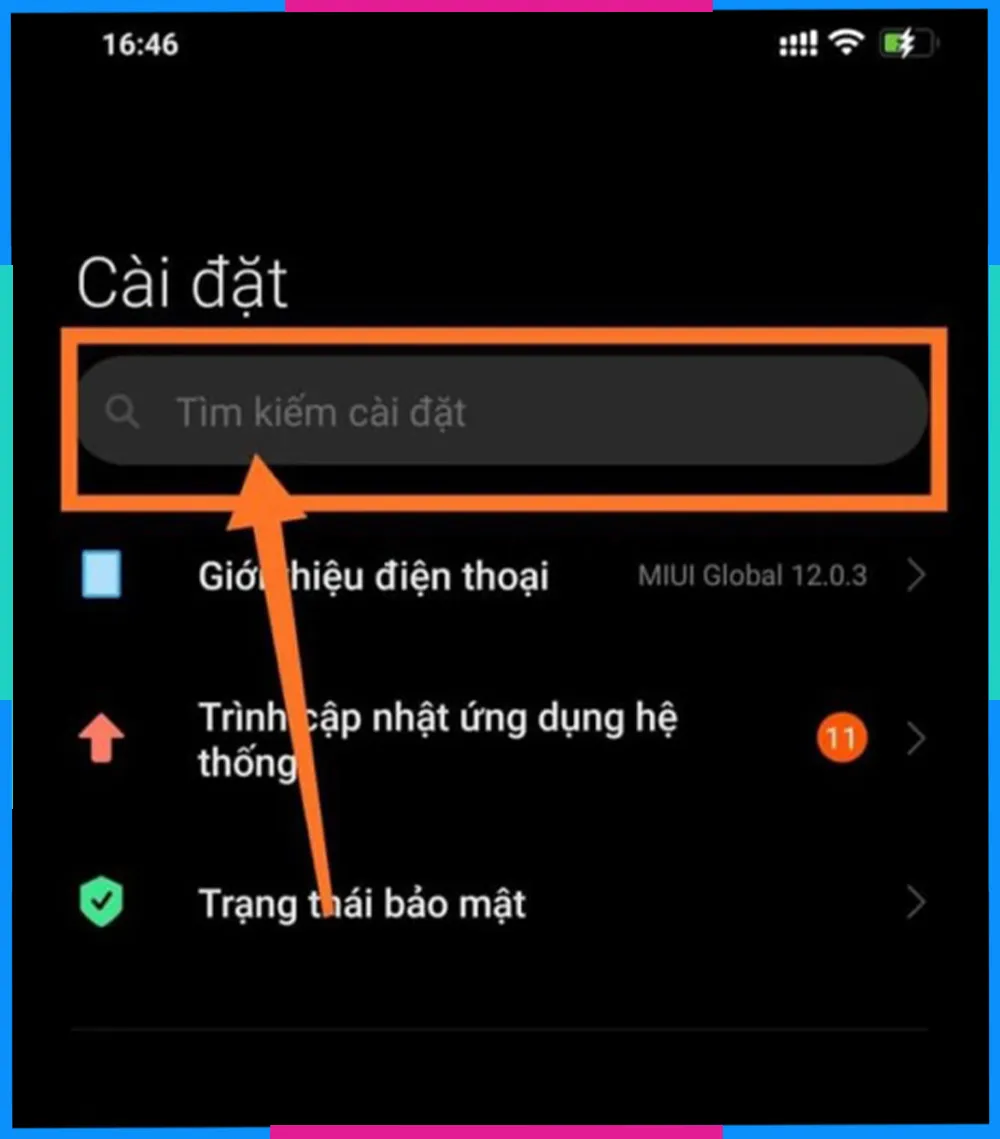 Sử dụng thanh tìm kiếm để nhanh chóng truy cập vào cài đặt ngôn ngữ Android