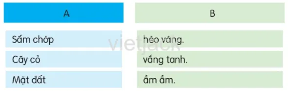 Bài tập nối từ ngữ cột A với cột B để tạo thành câu hoàn chỉnh