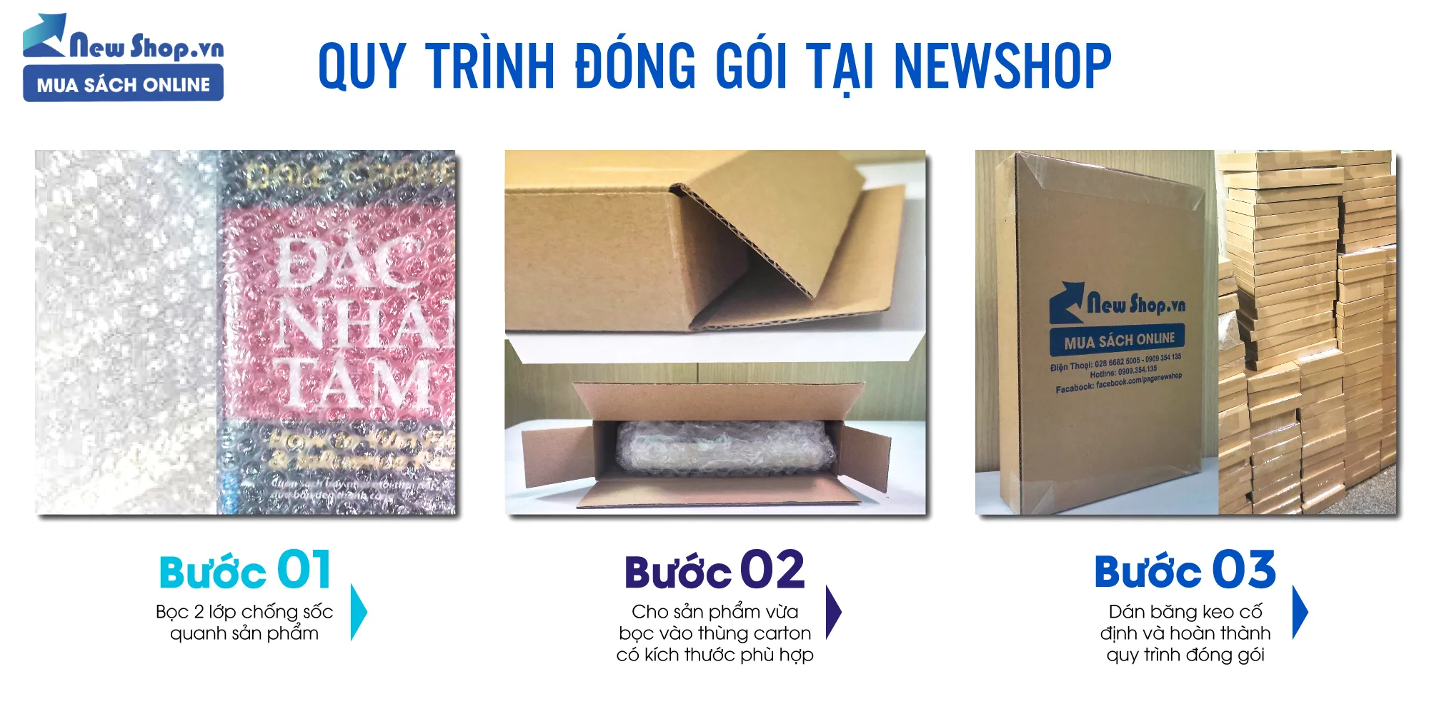 Quy trình đóng gói sách chuyên sâu tại Newshop dành cho khách hàng