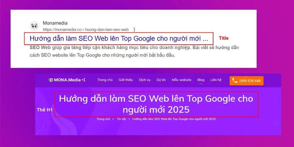 Phân biệt rõ ràng giữa SEO Title và thẻ H1 trên trang