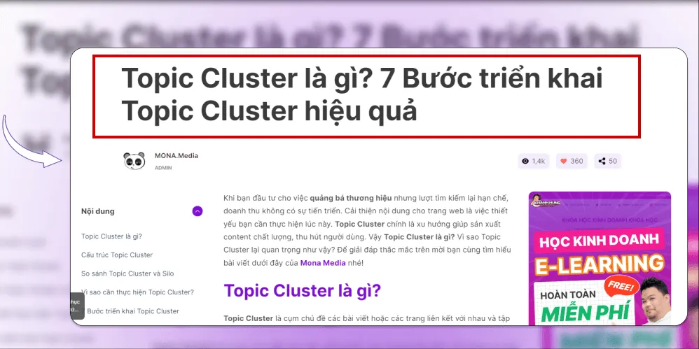 Thẻ H1 là phần nội dung quan trọng nhất đối với cấu trúc của một website