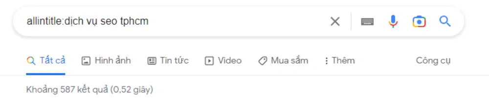 Bảng phân loại mức độ cạnh tranh của từ khóa dựa trên số lượng kết quả trả về từ Google