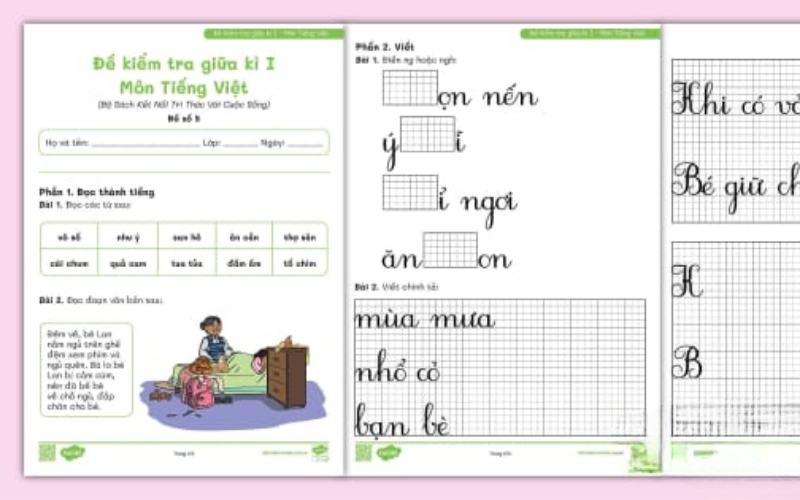 Đề kiểm tra giữa kì 1 Tiếng Việt lớp 1