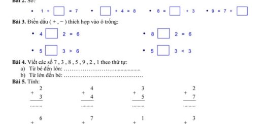 Đề kiểm tra học kì 1 lớp 1 môn toán