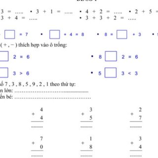 Đề thi cuối học kì 1 lớp 1 môn toán