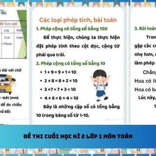 Đề thi cuối học kì 2 lớp 1 môn toán