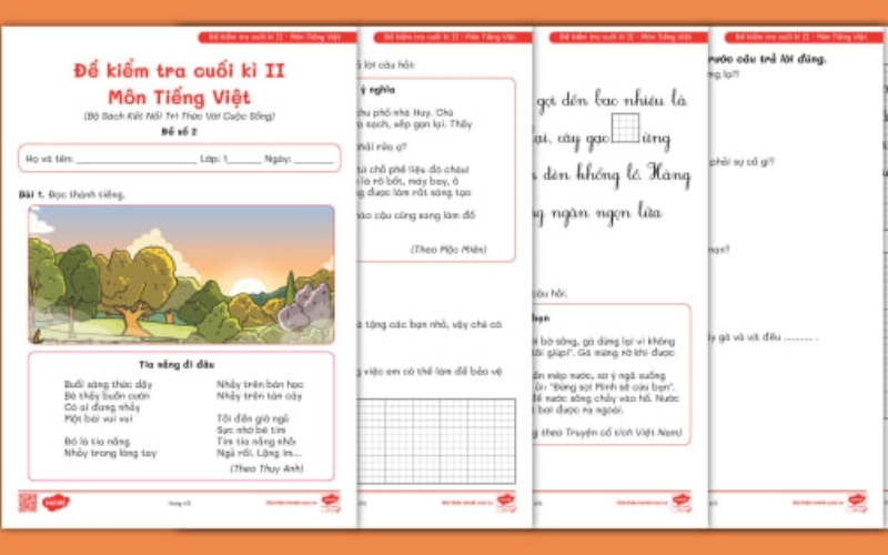Đề thi cuối kì 2 lớp 1 môn Tiếng Việt