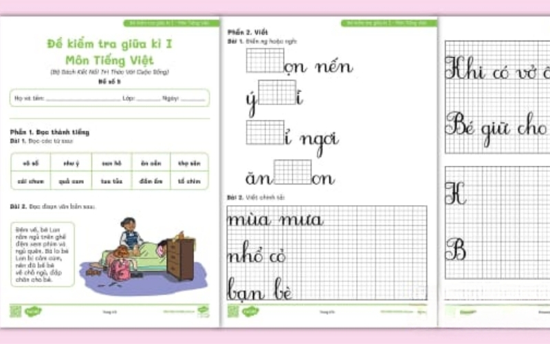 Đề thi giữa kì 1 môn Tiếng Việt lớp 1