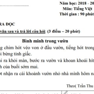 Đề thi học kì 2 lớp 1 môn Tiếng Việt