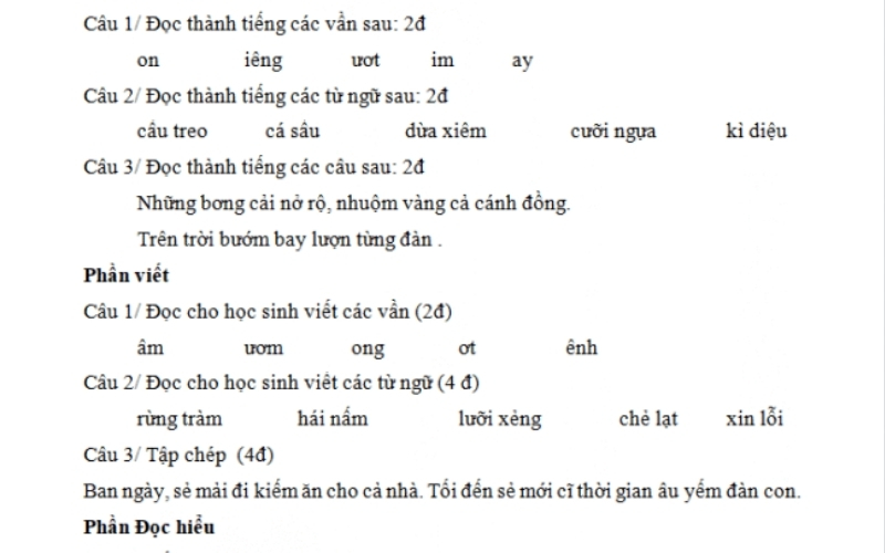 Tổng hợp đề thi giữa kì 1 Tiếng Việt lớp 1 theo các bộ sách mới