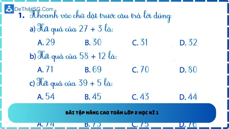 Bài tập nâng cao toán lớp 2 học kì 1