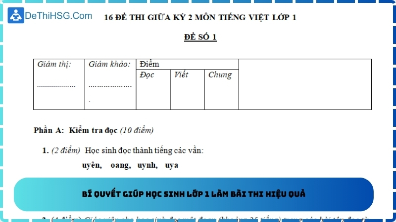 Bí quyết giúp học sinh lớp 1 làm bài thi hiệu quả