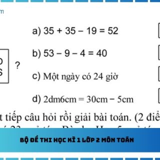 Bộ đề thi học kì 1 lớp 2 môn toán