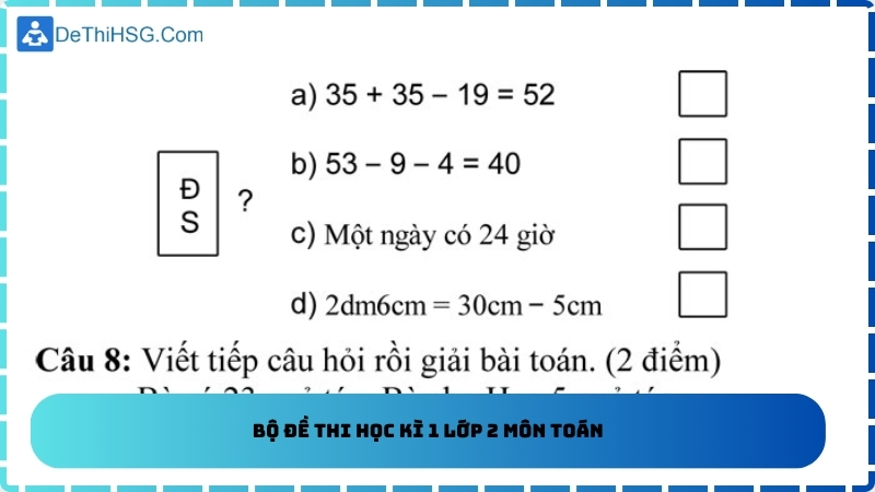 Bộ đề thi học kì 1 lớp 2 môn toán