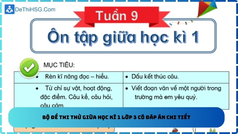 Bộ đề thi thử giữa học kì 1 lớp 3 có đáp án chi tiết