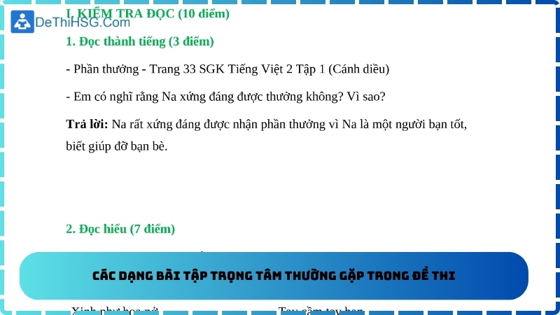 Các dạng bài tập trọng tâm thường gặp trong đề thi