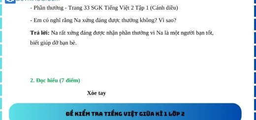 Đề kiểm tra Tiếng Việt giữa kì 1 lớp 2