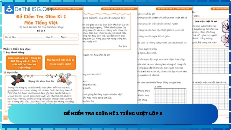 Đề kiểm tra giữa kì 1 tiếng việt lớp 2