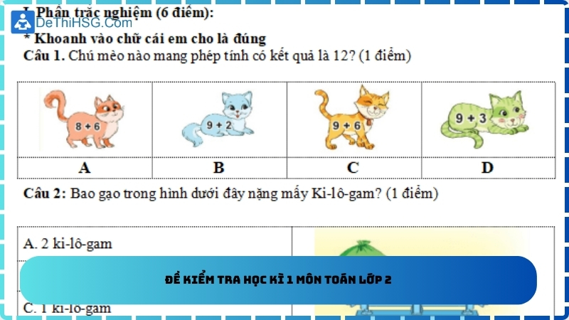 Đề kiểm tra học kì 1 môn Toán lớp 2