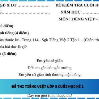 Đề thi Tiếng Việt lớp 2 cuối học kì 1