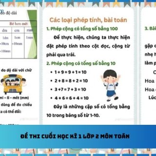 Đề thi cuối học kì 1 lớp 2 môn Toán