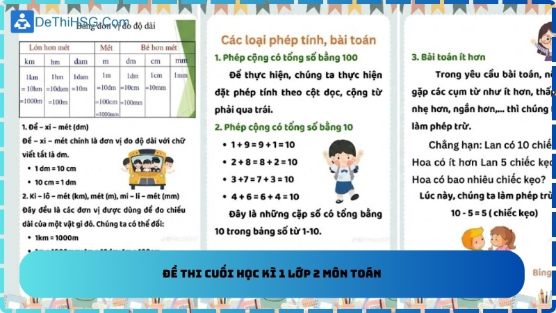 Đề thi cuối học kì 1 lớp 2 môn Toán