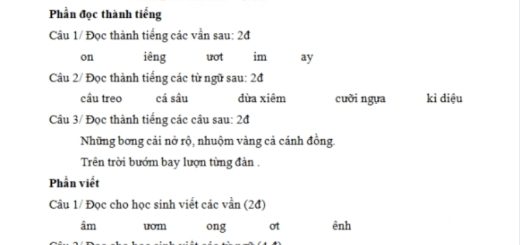Đề thi cuối học kì 1 môn tiếng việt lớp 1