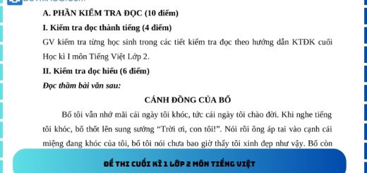 Đề thi cuối kì 1 lớp 2 môn Tiếng Việt