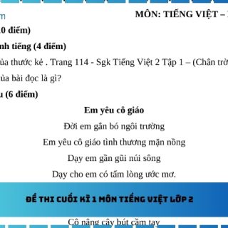 Đề thi cuối kì 1 môn Tiếng Việt lớp 2