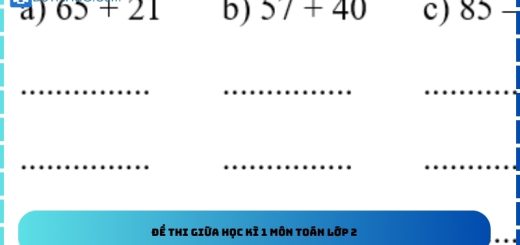 Đề thi giữa học kì 1 môn toán lớp 2