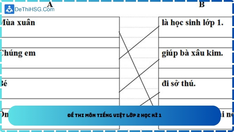 Đề thi môn tiếng việt lớp 2 học kì 1