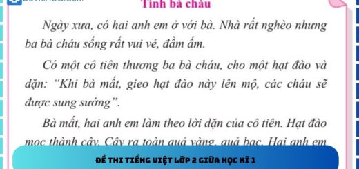 Đề thi tiếng việt lớp 2 giữa học kì 1