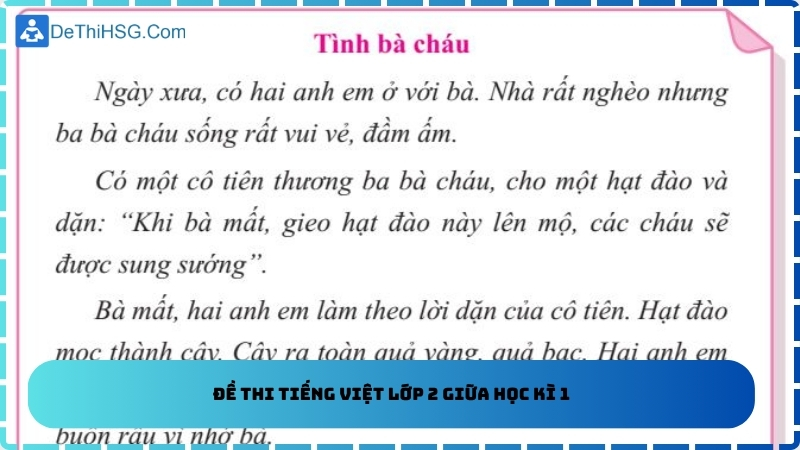 Đề thi tiếng việt lớp 2 giữa học kì 1