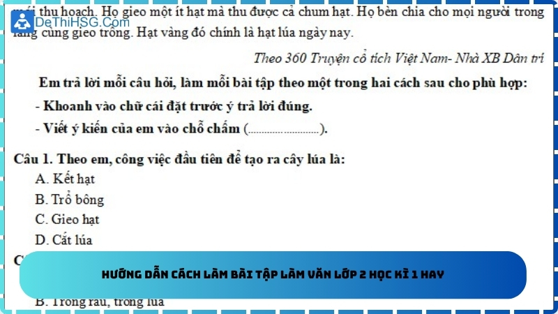 Hướng dẫn cách làm bài tập làm văn lớp 2 học kì 1 hay